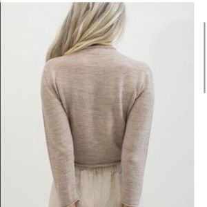 Elizabeth Suzann Rhodes Mockneck Sweater in Flax Merino Wool, Small